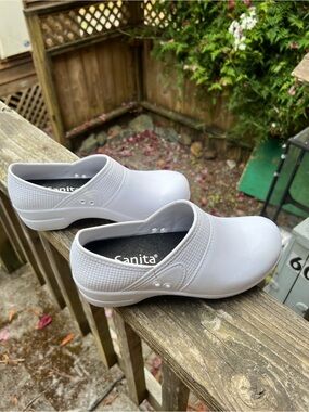 Sanita White Slip-On Nursing Clogs for Women